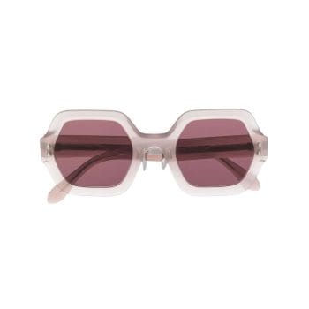 transparent geometric-frame sunglasses
